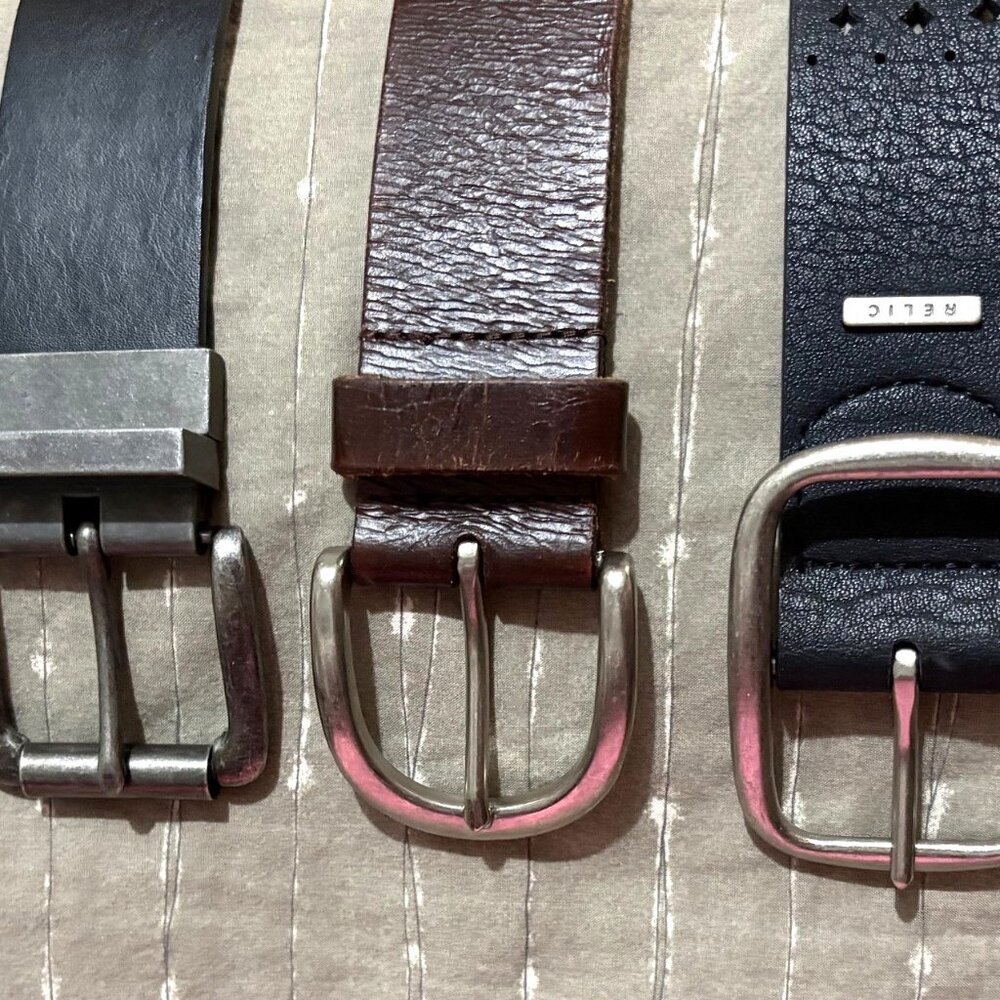 Men's Belt bundle -3- 1.Aeropostale brown; 2.Black RELIC; 3.Steve Harvey black